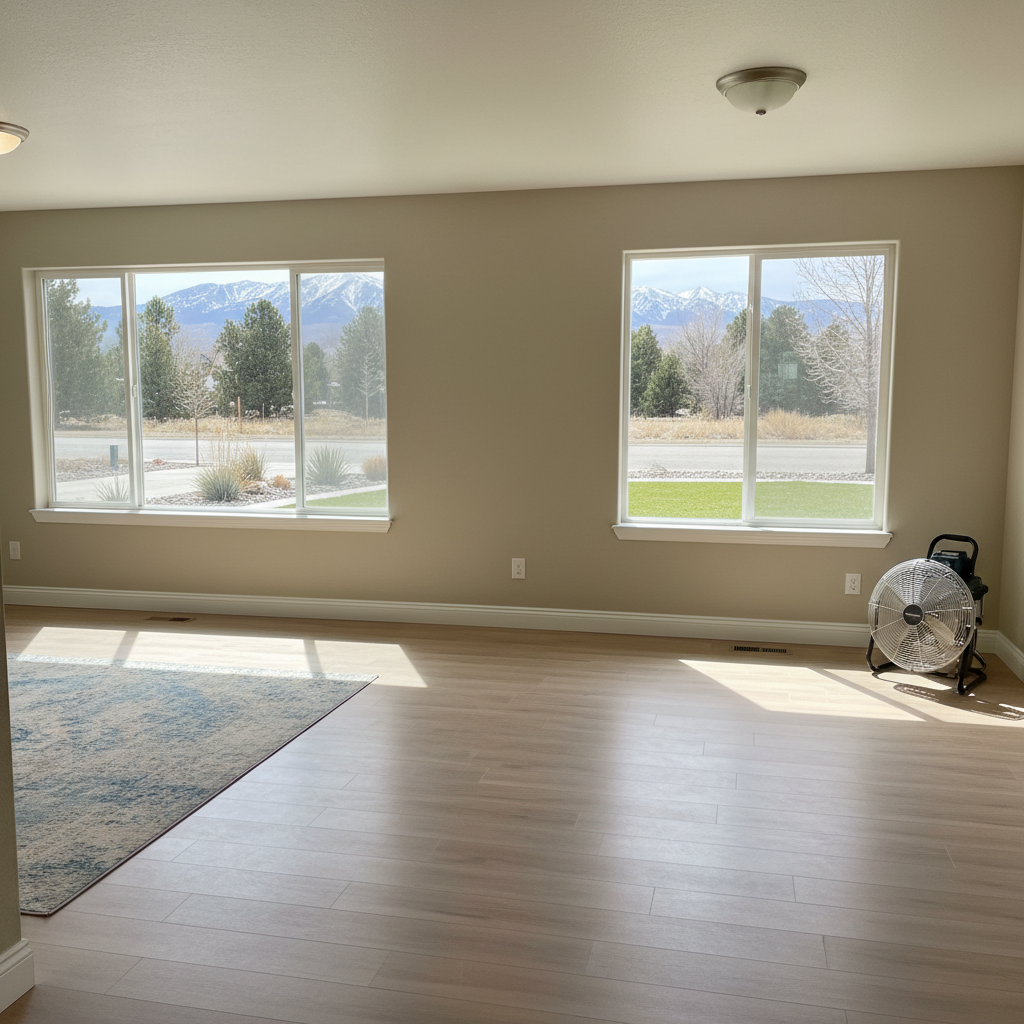 Completed flood cleanup work at a residential property in Alpine, UT