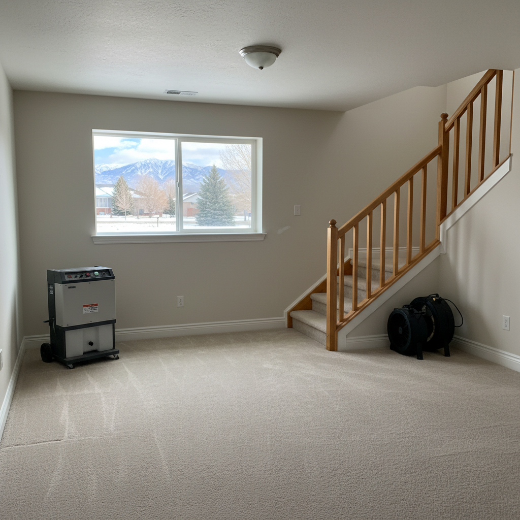 Completed basement water removal work at a residential property in Provo, UT