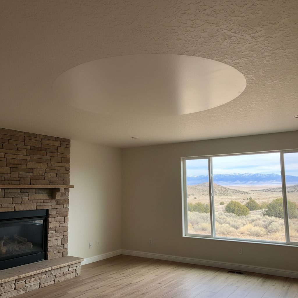 Completed ceiling water damage repair work at a residential property in Saratoga Springs, UT