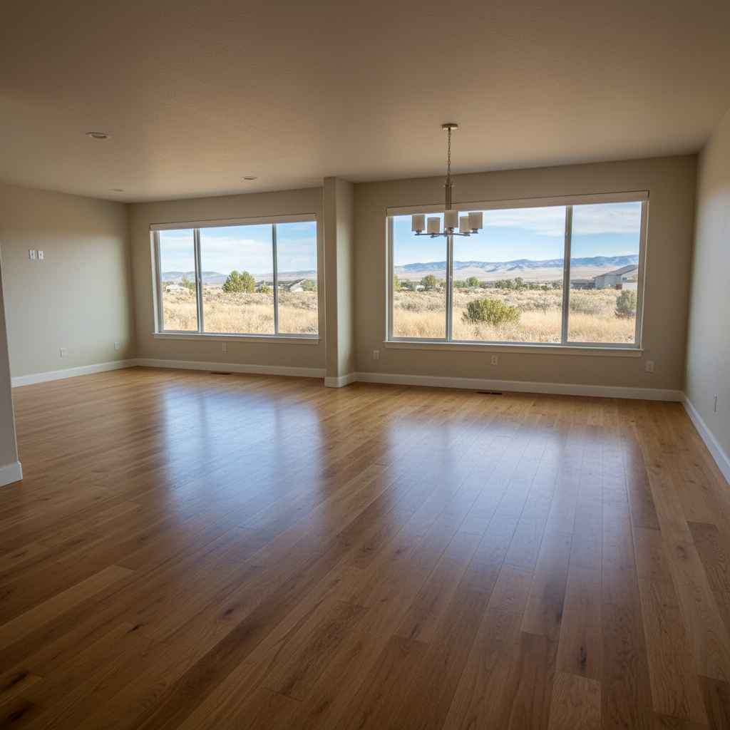 Completed hardwood floor water damage restoration work at a residential property in South Jordan, UT