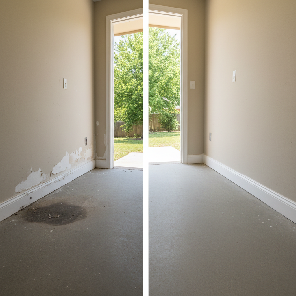 Completed sewage cleanup work at a residential property in Sunnyvale, TX