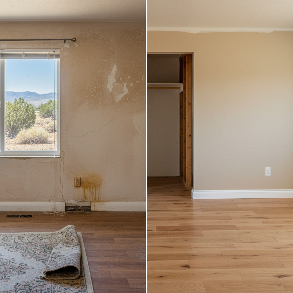 Completed flood restoration work at a residential property in West Valley City, UT
