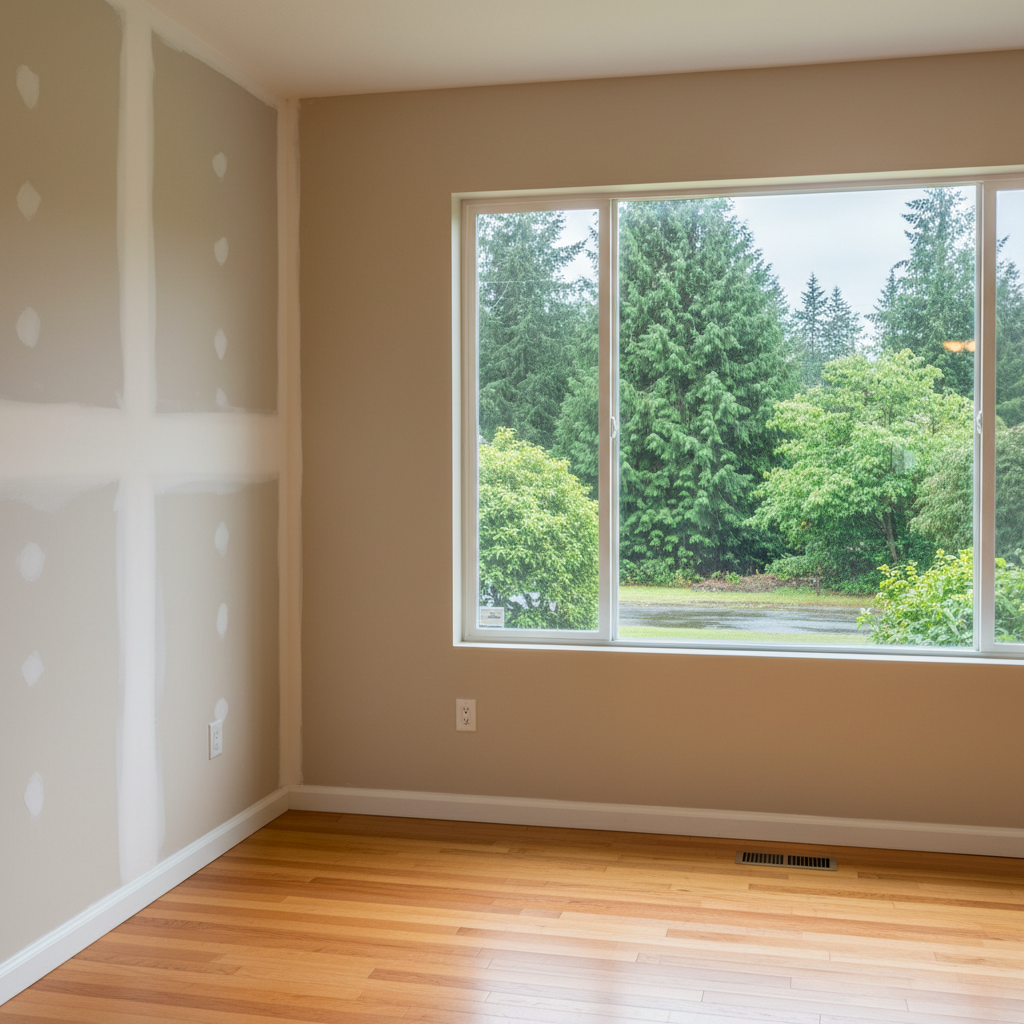 Completed water damage repair work at a residential property in Bellevue, WA