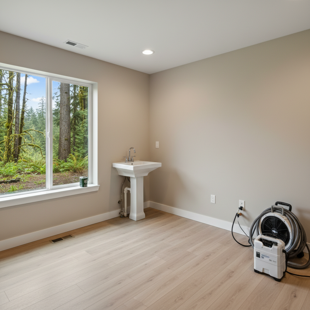 Completed burst pipe repair and cleanup work at a residential property in Fall City, WA