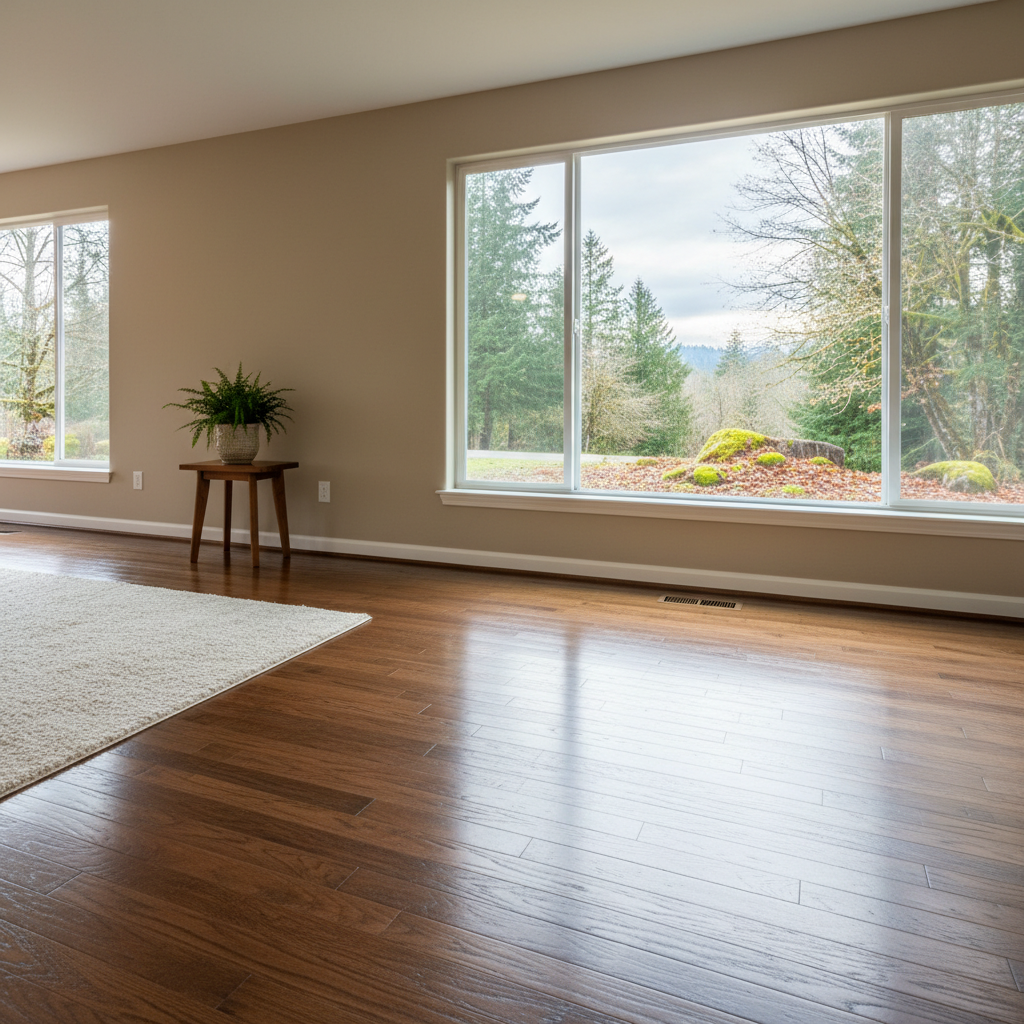 Completed hardwood floor water damage restoration work at a residential property in Hobart, WA
