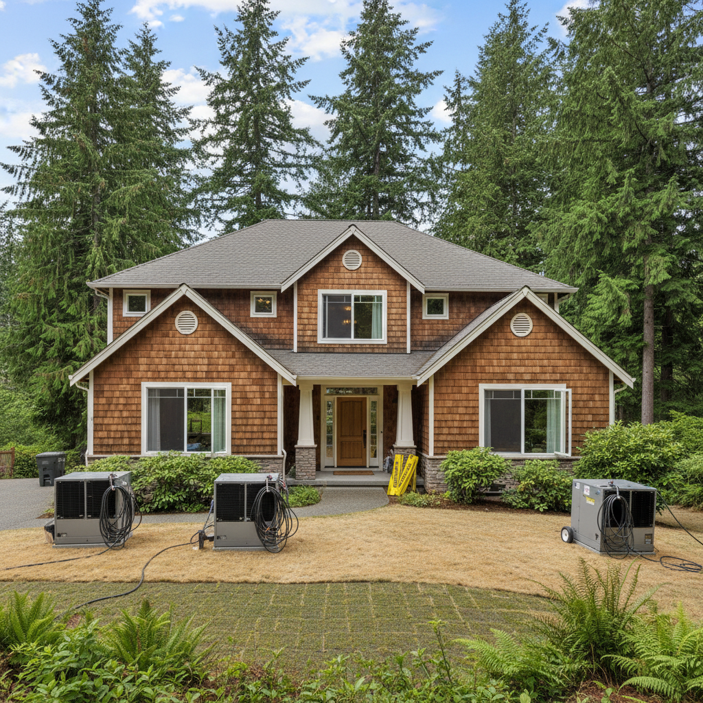 Completed dehumidification services work at a residential property in Issaquah, WA