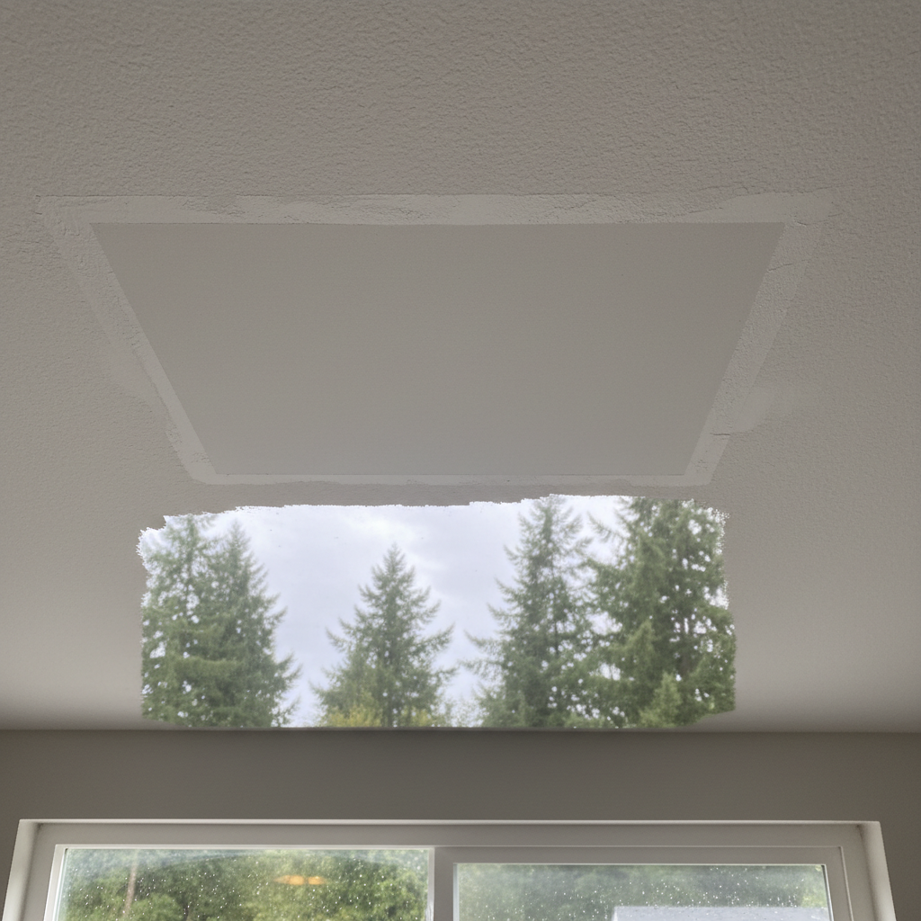 Completed roof leak water damage repair work at a residential property in Lacey, WA