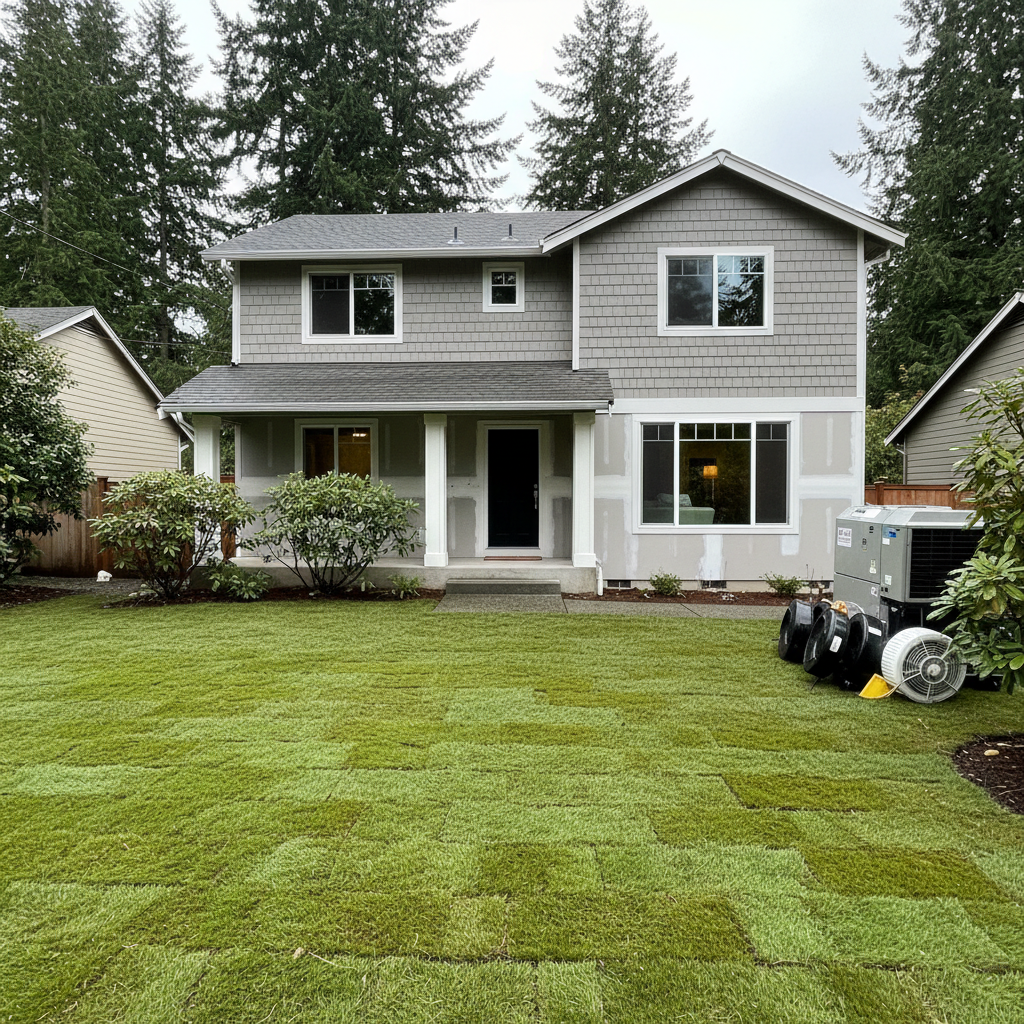 Completed water damage cleanup work at a residential property in Mercer Island, WA