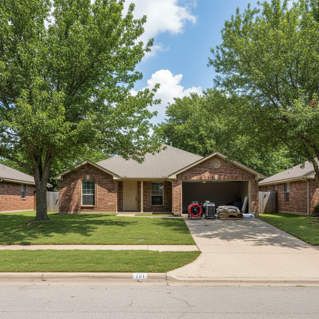 Completed sewage cleanup work at a residential property in Howe, TX