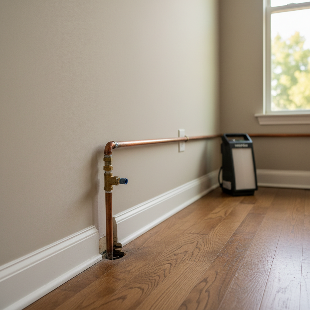Completed burst pipe repair and cleanup work at a residential property in Haslet, TX