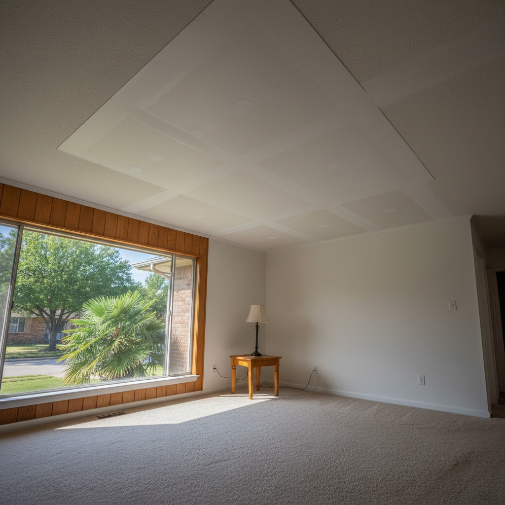 Completed ceiling water damage repair work at a residential property in Jbsa Ft Sam Houston, TX