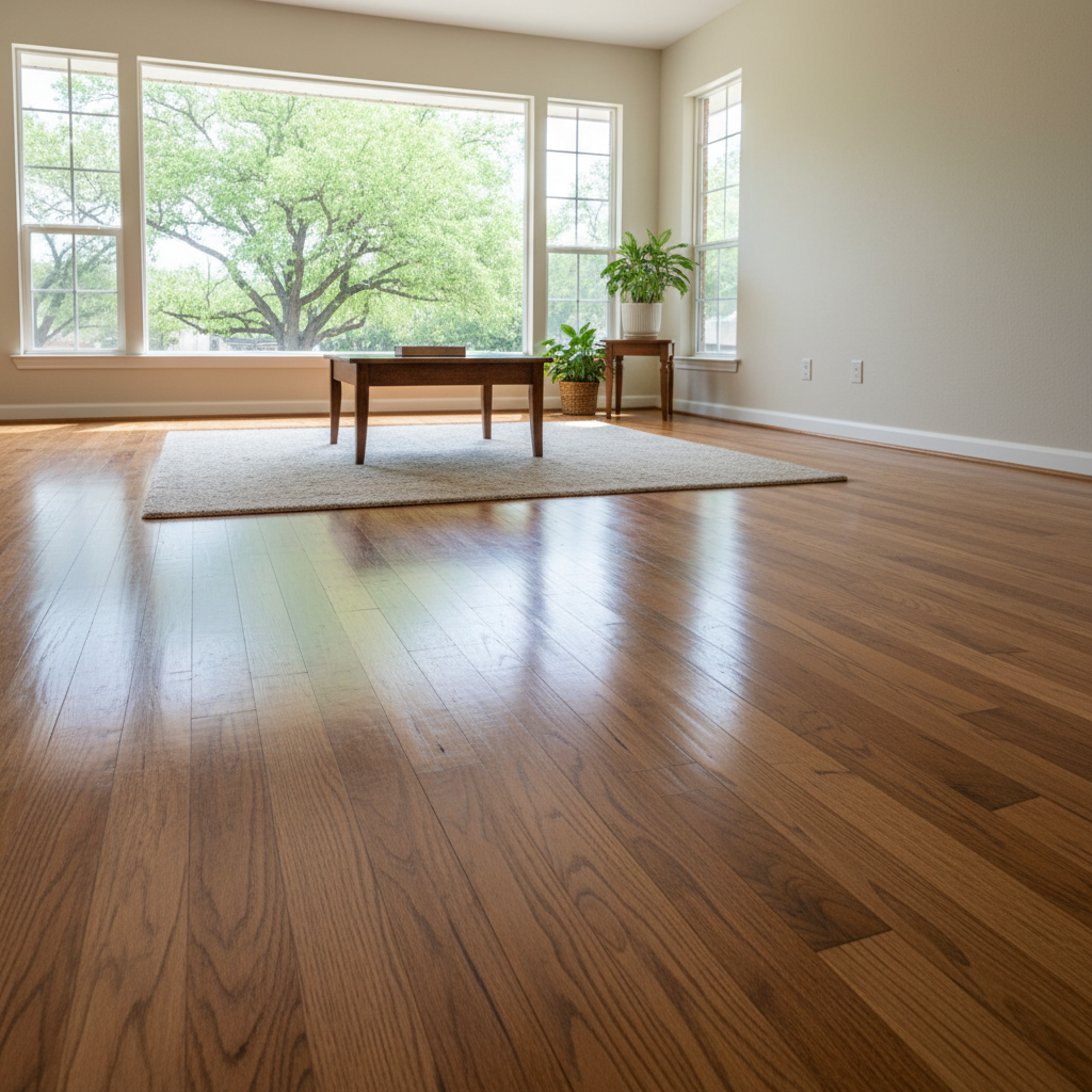 Completed hardwood floor water damage restoration work at a residential property in Jbsa Lackland, TX