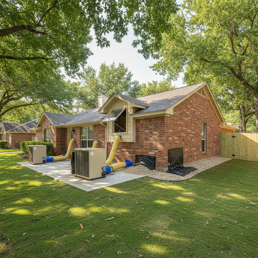 Completed dehumidification services work at a residential property in Josephine, TX