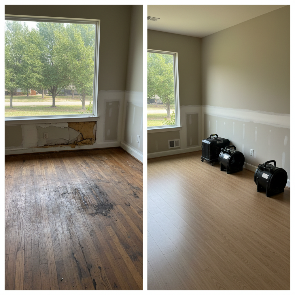 Completed water extraction services work at a residential property in Keller, TX