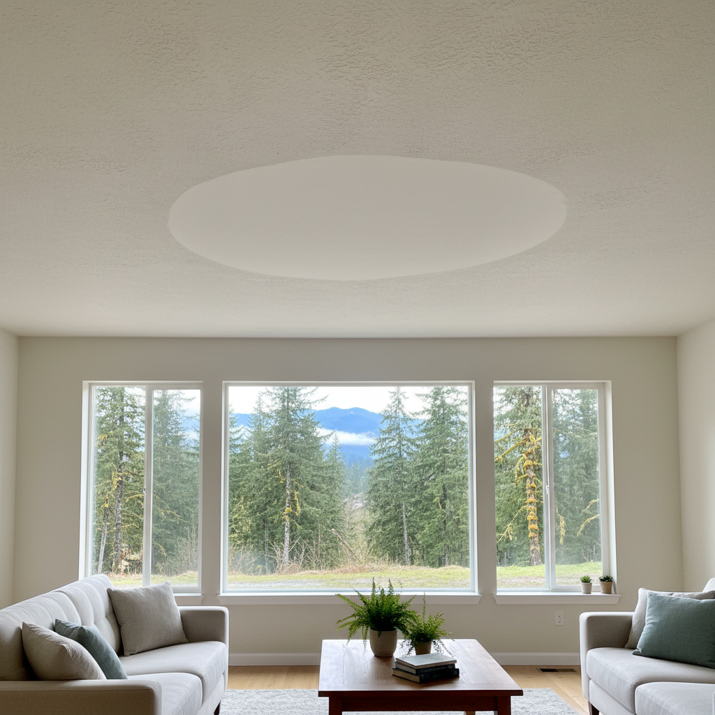 Completed ceiling water damage repair work at a residential property in Skykomish, WA