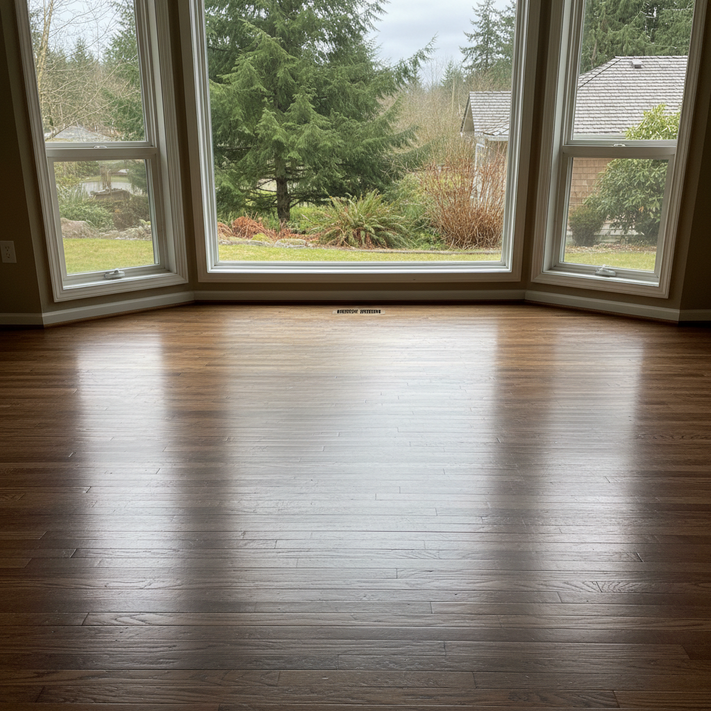 Completed hardwood floor water damage restoration work at a residential property in Snohomish, WA
