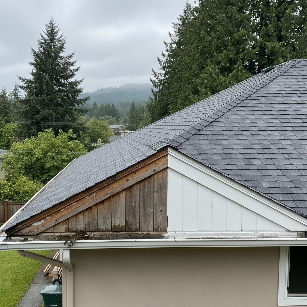 Completed roof leak water damage repair work at a residential property in Tenino, WA