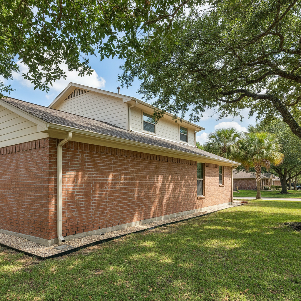 Completed masonry waterproofing work at a residential property in Rosenberg, TX