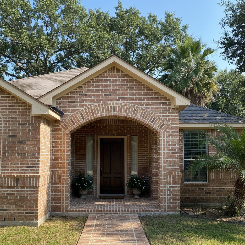 Completed brick laying work at a residential property in Richmond, TX