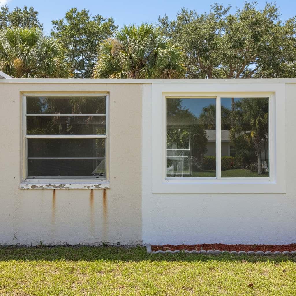 Completed double-pane window installation work at a residential property in Davie, FL