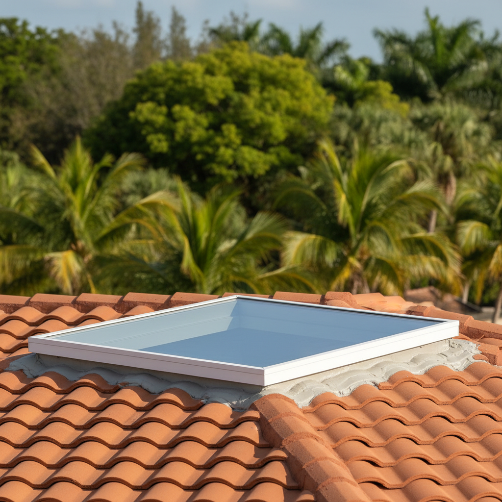 Completed skylight installation work at a residential property in Sunrise, FL