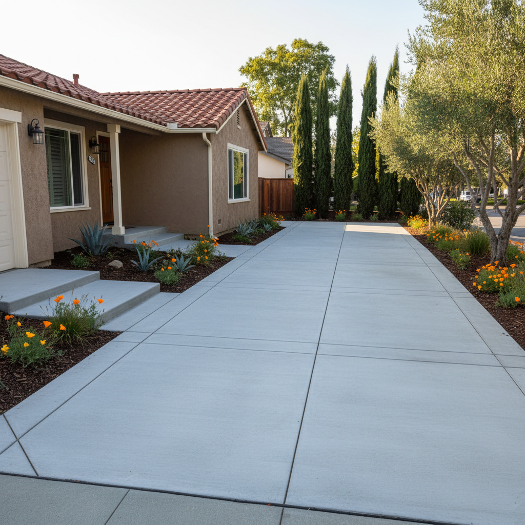 Completed concrete installation work at a residential property in Cupertino, CA