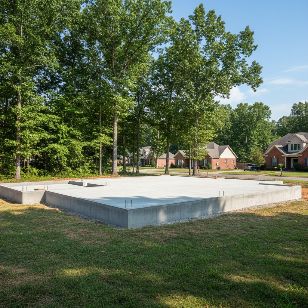 Completed concrete foundations work at a residential property in Huntsville, AL