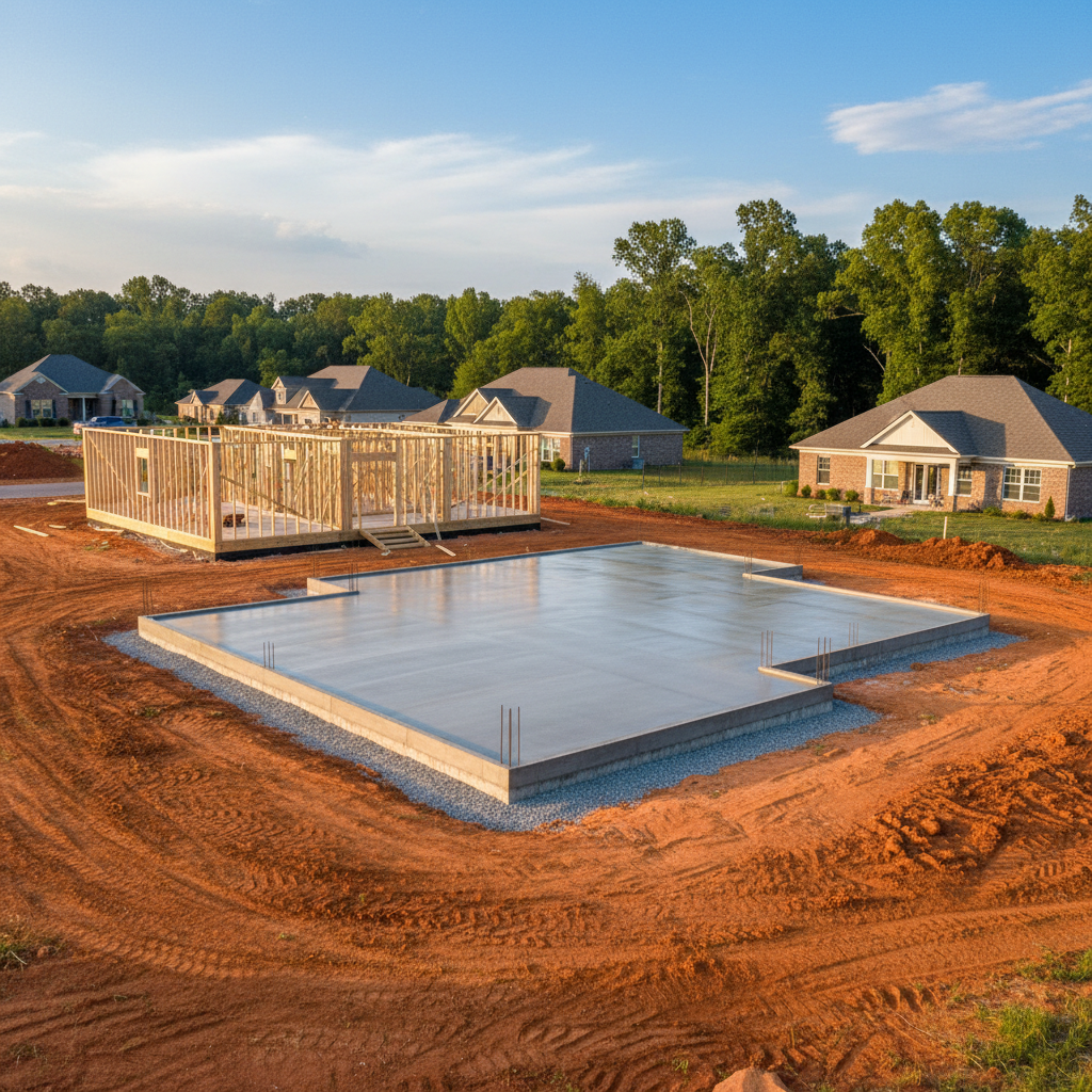 Completed concrete foundations work at a residential property in Decatur, AL