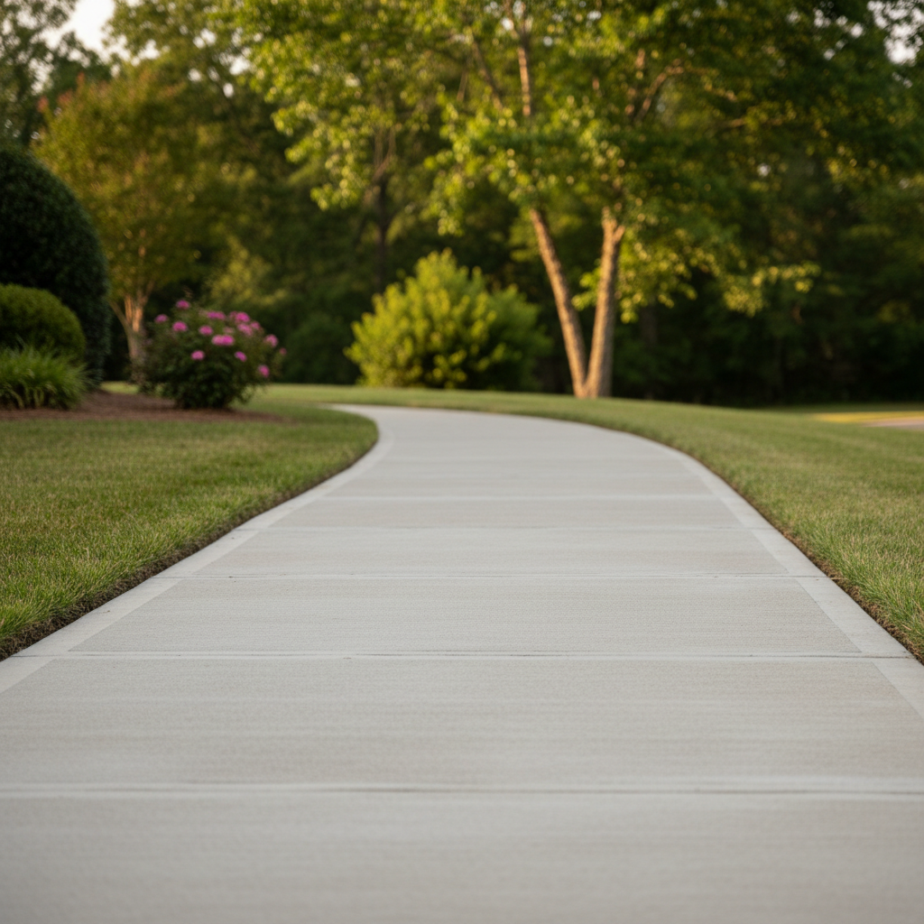 Completed concrete sidewalks work at a residential property in Madison, AL