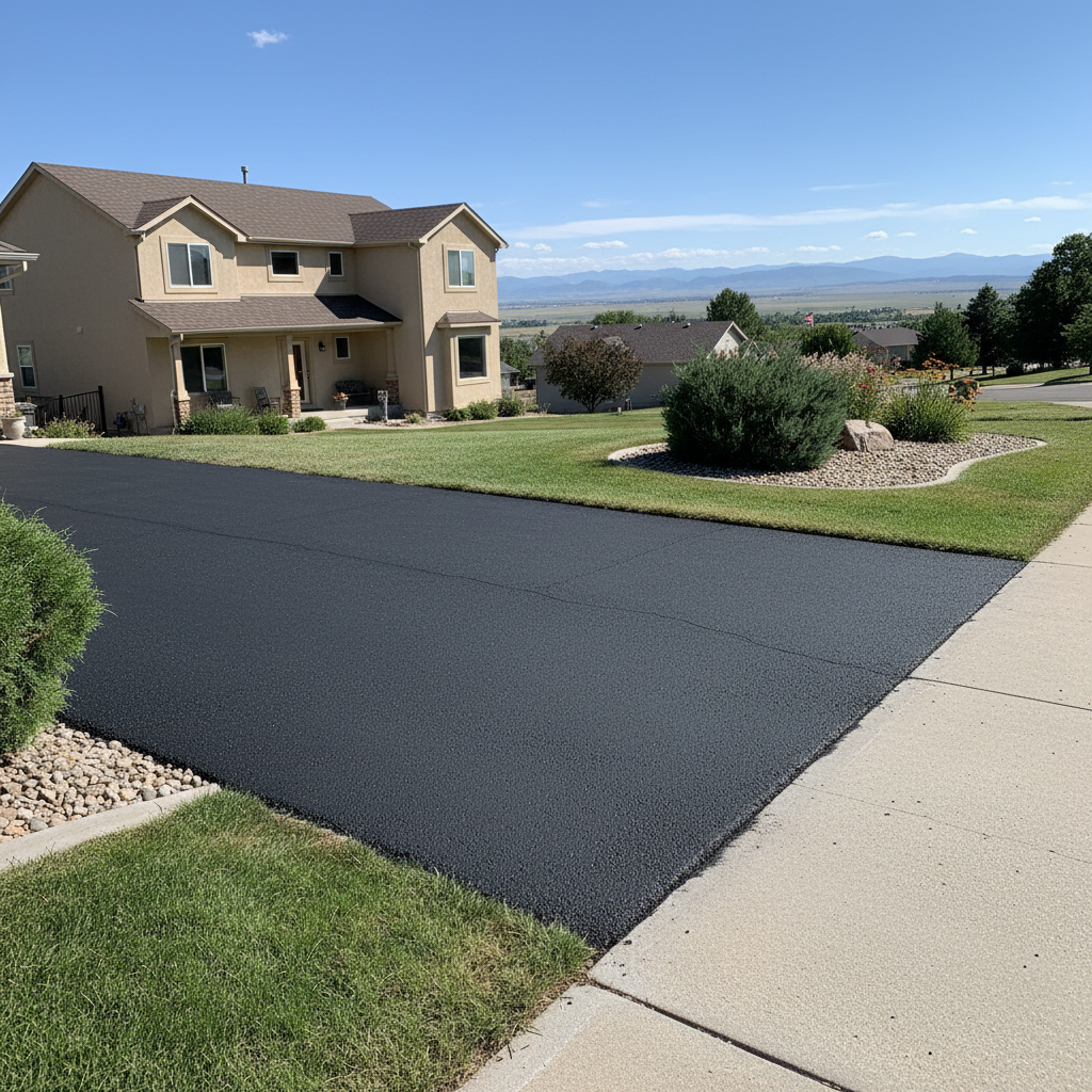 Completed asphalt repair work at a residential property in Northglenn, CO