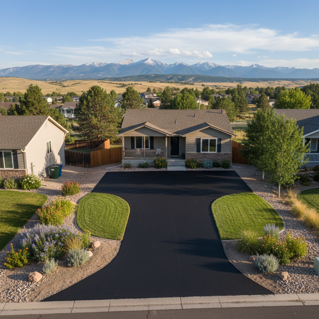Completed driveway paving work at a residential property in Northglenn, CO