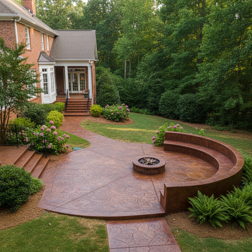 Completed concrete staining work at a residential property in Mountain Brook, AL
