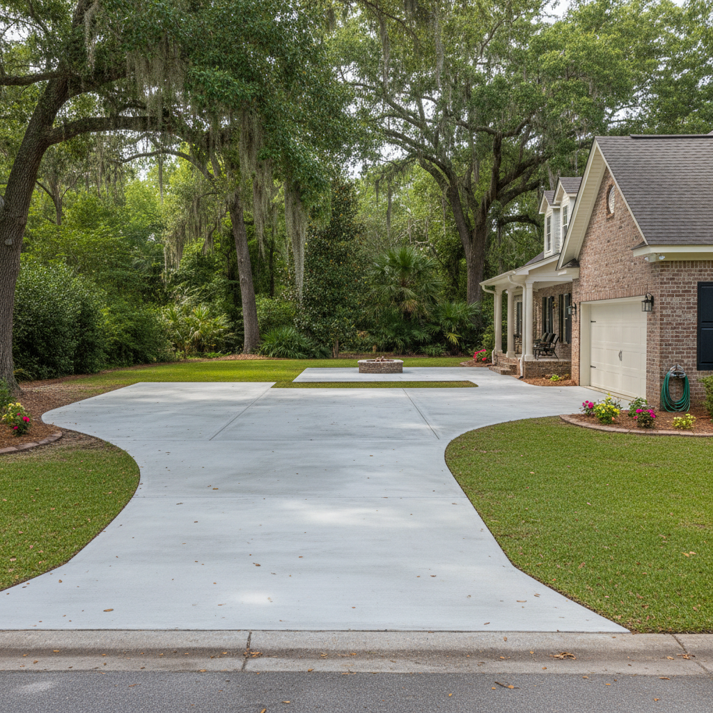 Completed concrete installation work at a residential property in Mobile, AL