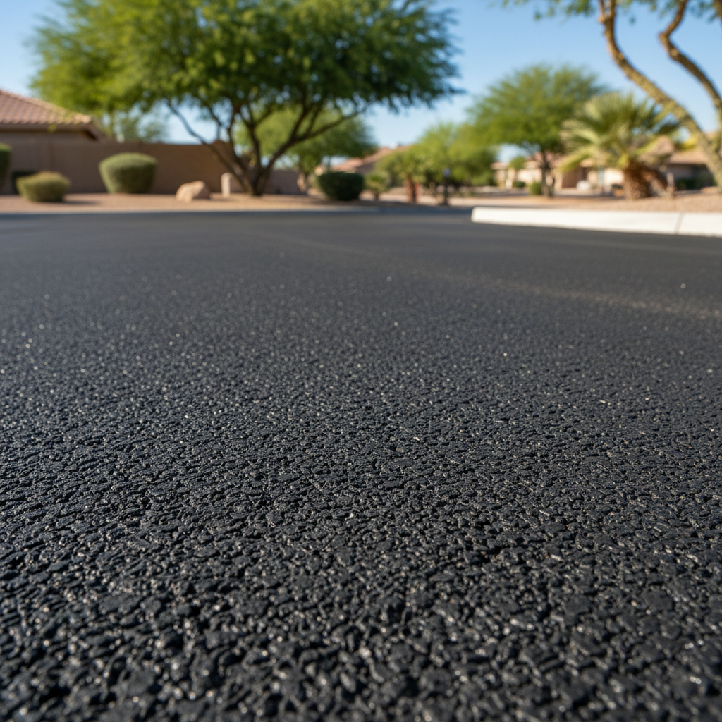 Completed parking lot paving work at a residential property in Mesa, AZ