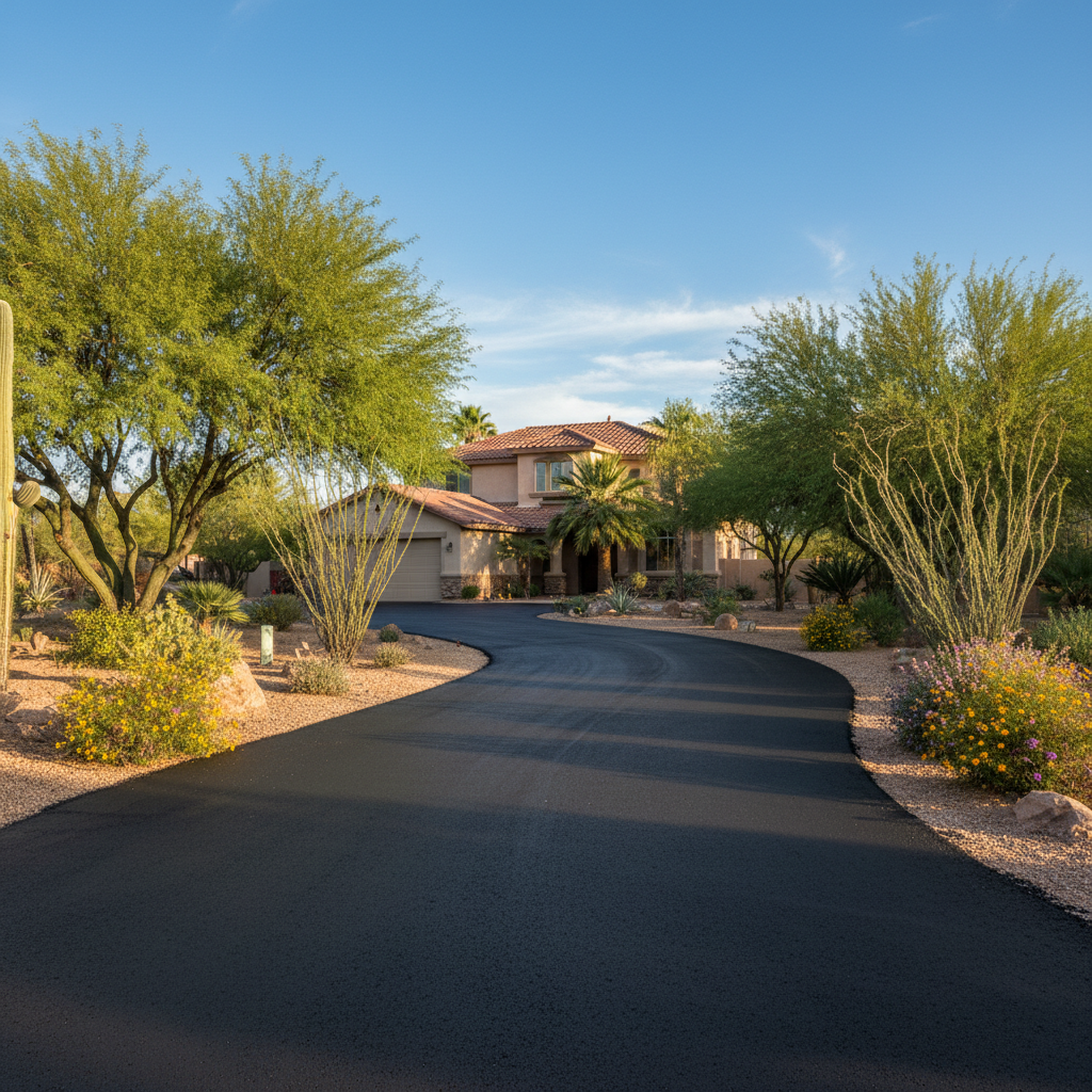 Completed slurry coating work at a residential property in Chandler, AZ