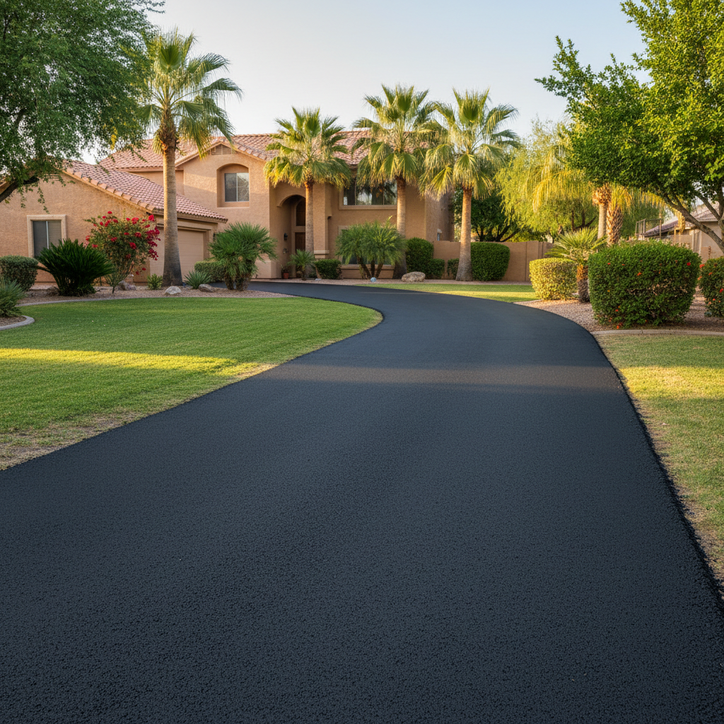 Completed asphalt paving work at a residential property in Mesa, AZ