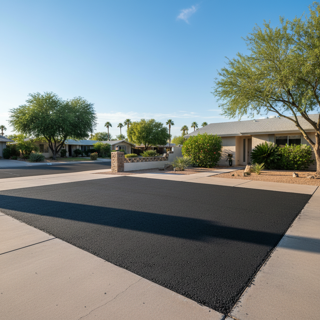 Completed asphalt patching work at a residential property in Phoenix, AZ