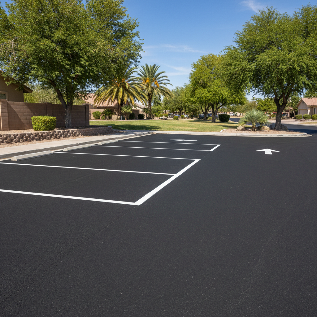 Completed asphalt striping work at a residential property in Peoria, AZ