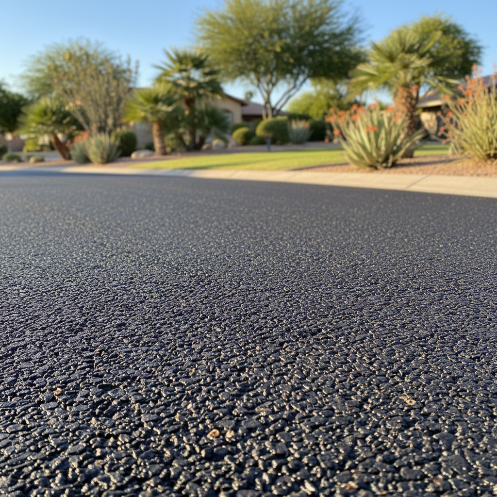Completed driveway paving work at a residential property in Phoenix, AZ
