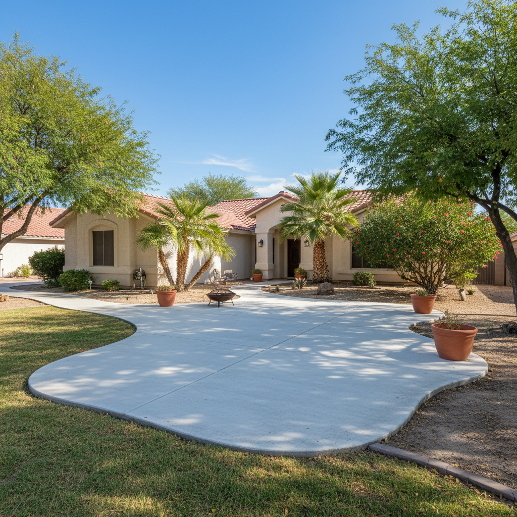 Completed concrete installation work at a residential property in Avondale, AZ