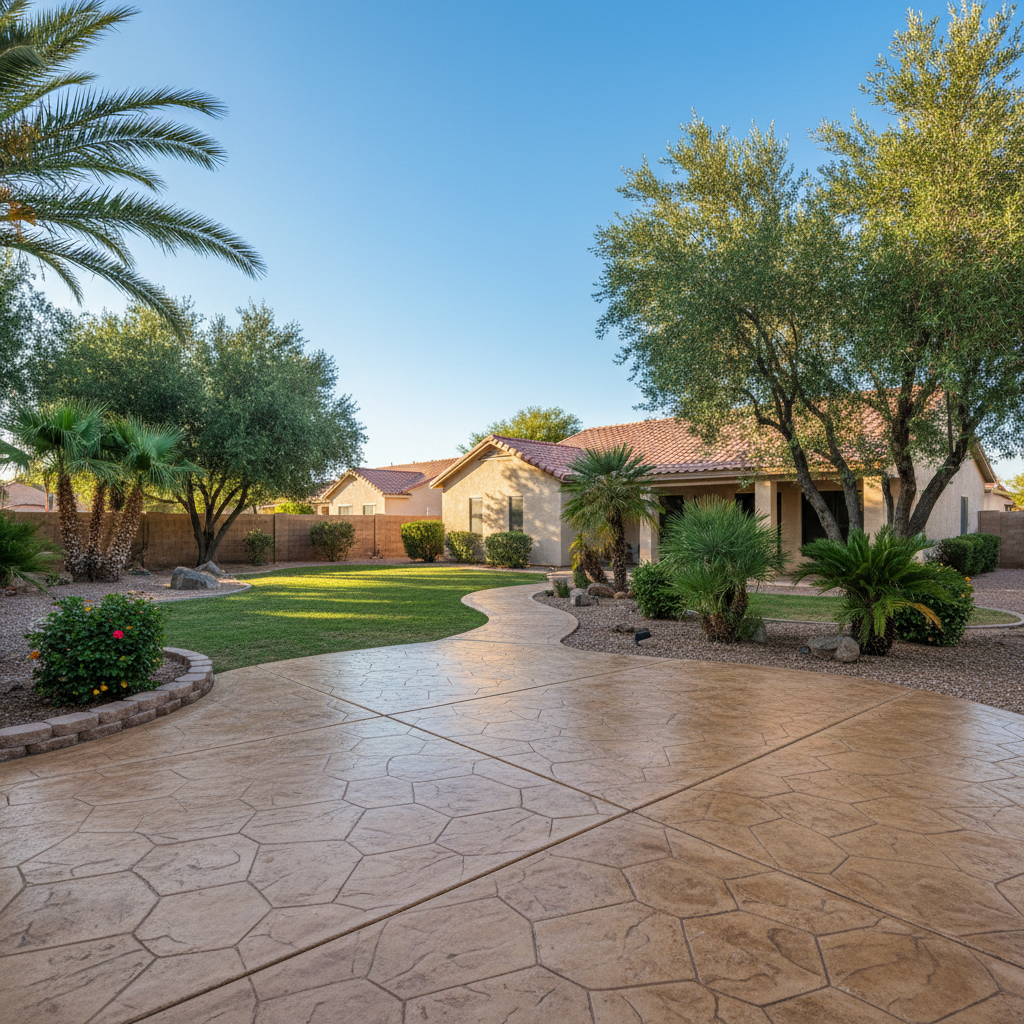 Completed concrete installation work at a residential property in Glendale, AZ