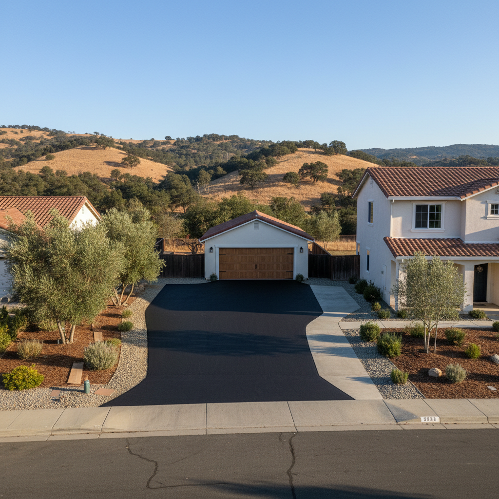 Completed asphalt patching work at a residential property in Chico, CA