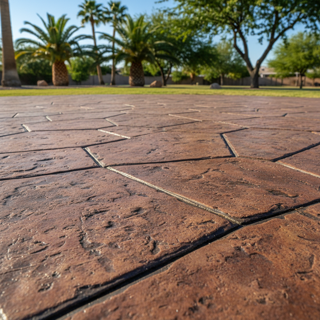 Completed decorative concrete work at a residential property in Coolidge, AZ