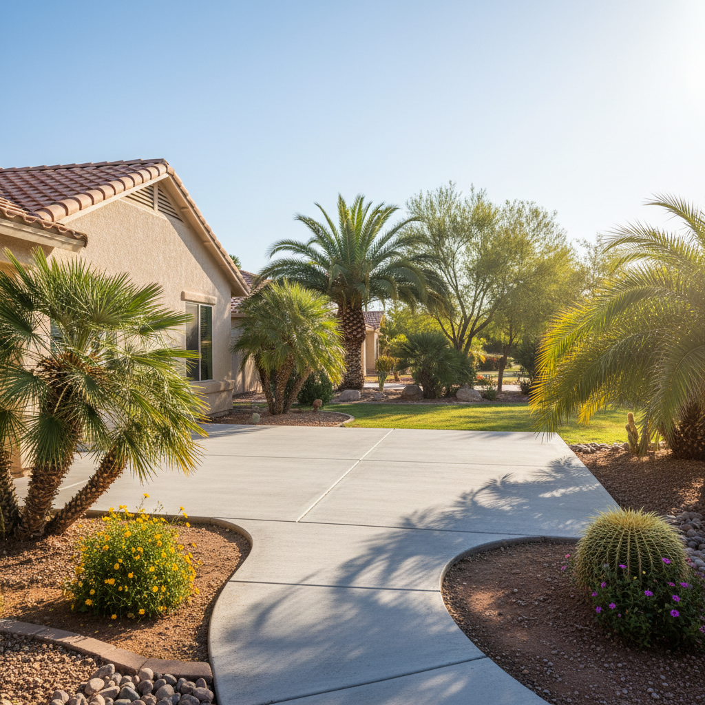 Completed concrete installation work at a residential property in Glendale, AZ