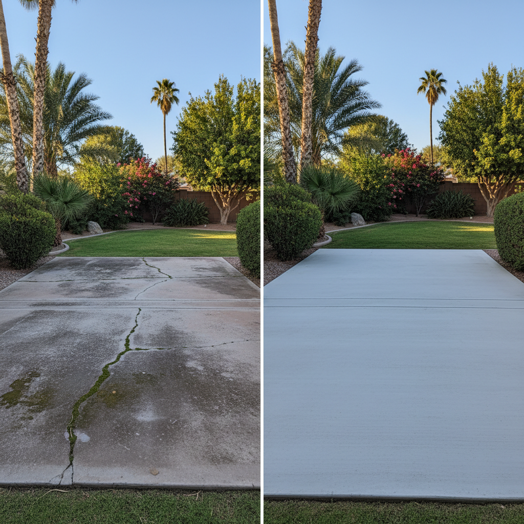 Completed concrete flatwork work at a residential property in Laveen Village, AZ