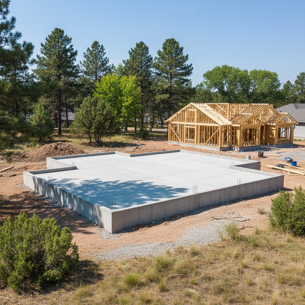 Completed concrete foundations work at a residential property in Flagstaff, AZ