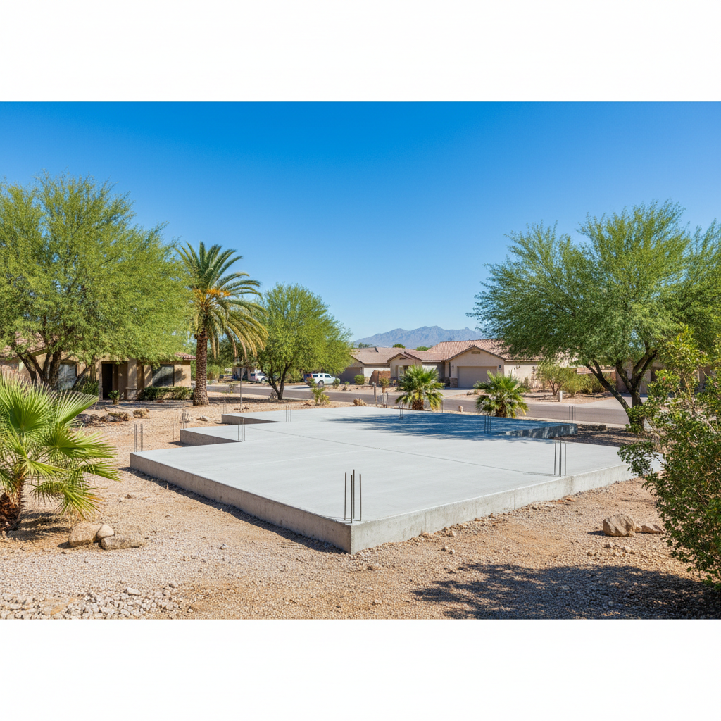 Completed concrete foundations work at a residential property in Laveen Village, AZ