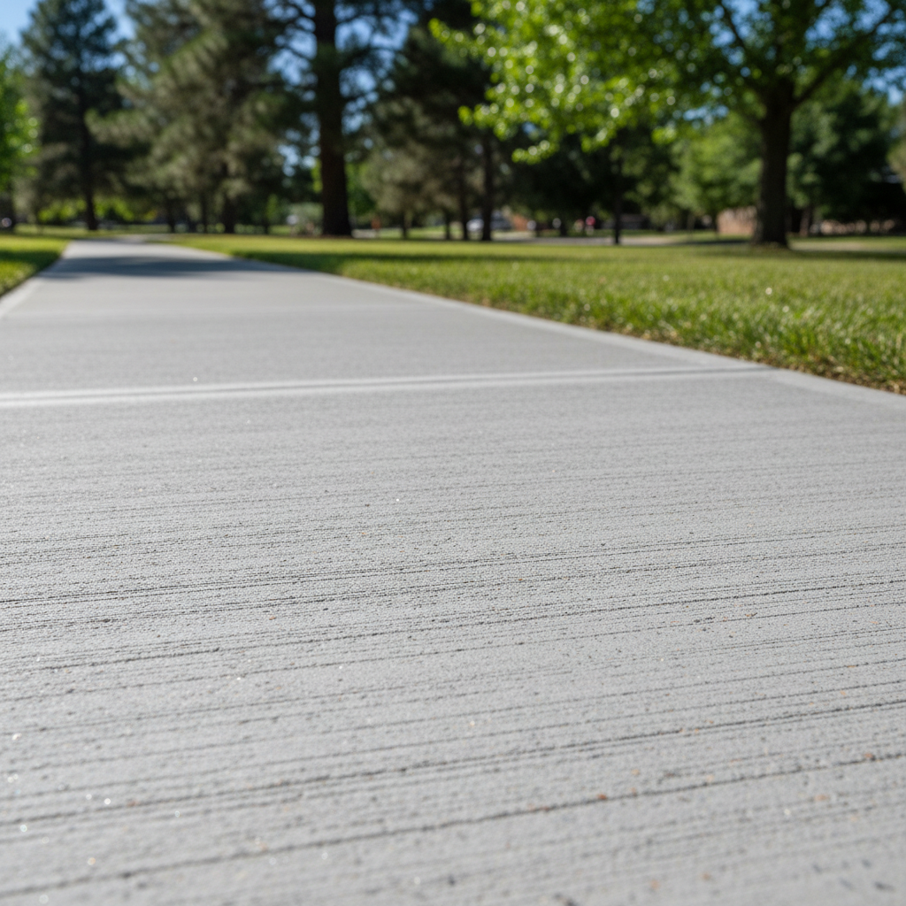 Completed concrete sidewalks work at a residential property in Flagstaff, AZ
