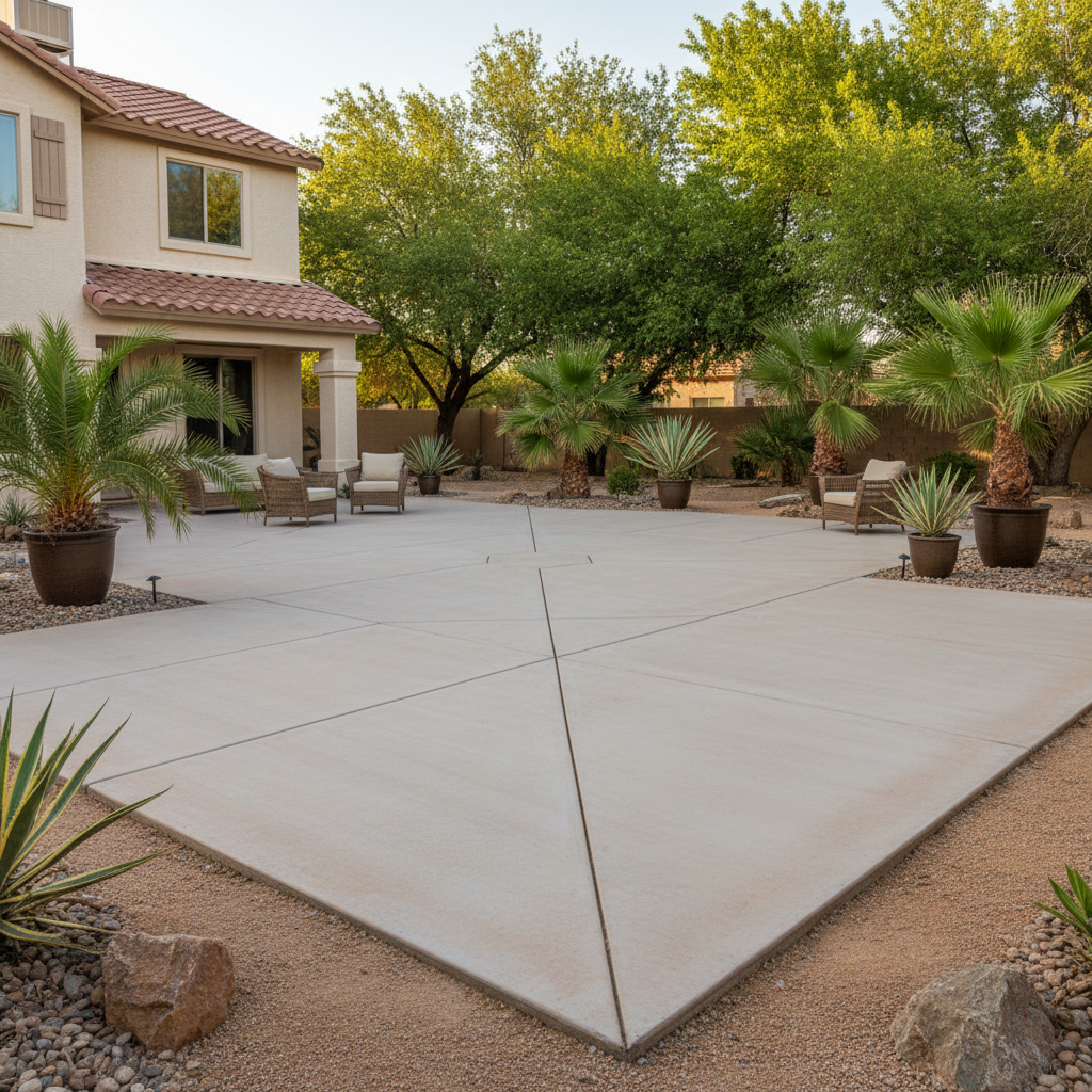 Completed concrete patios work at a residential property in Bullhead City, AZ