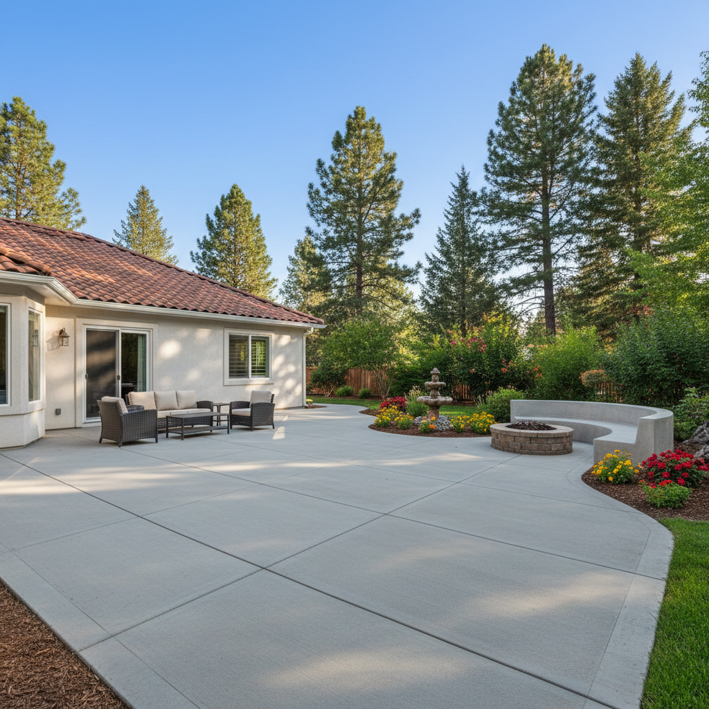 Completed concrete patios work at a residential property in Flagstaff, AZ